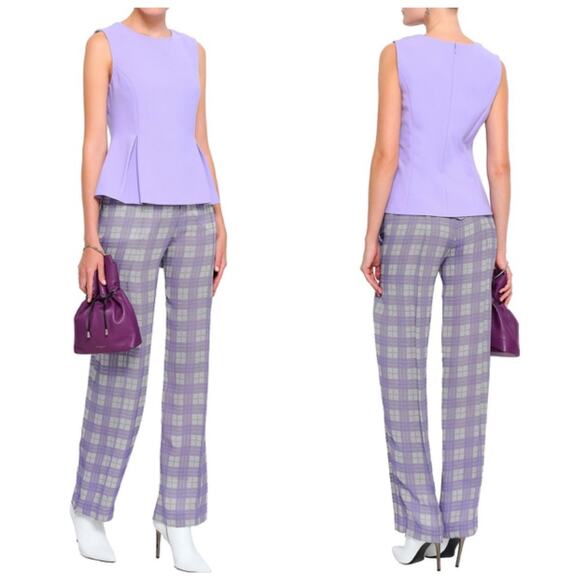 Diane Von Furstenberg Lilac Mallorie Peplum Top - Picture 2 of 8